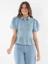 EMILY MCCARTHY BRITT DENIM PUFF SLV TOP